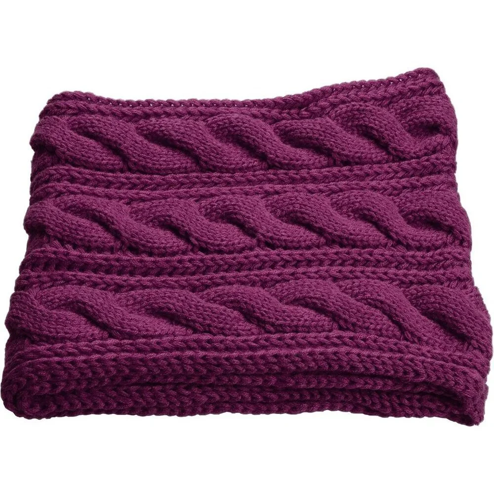 Women's Twist Purple Red Thick Ribbed Knit Winter Infinity Circle Loop Scarf